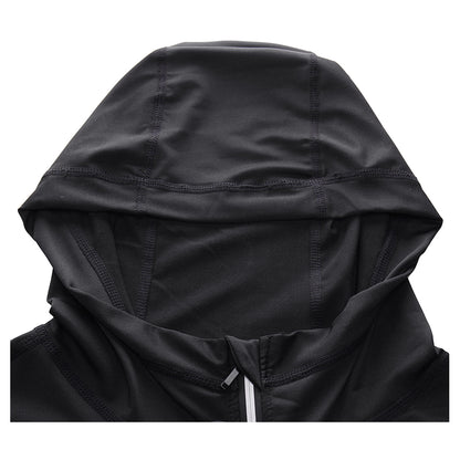 New Rashgard Hooded Sport Shirt Men Long Sleeve Zipper Running T Shirt Men Hoody Compression Shirt Gym Tshirt Fitness Top